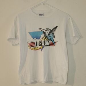 Junk Food Top Gun Graphic Tee Size Medium Boxy Fit White Cotton